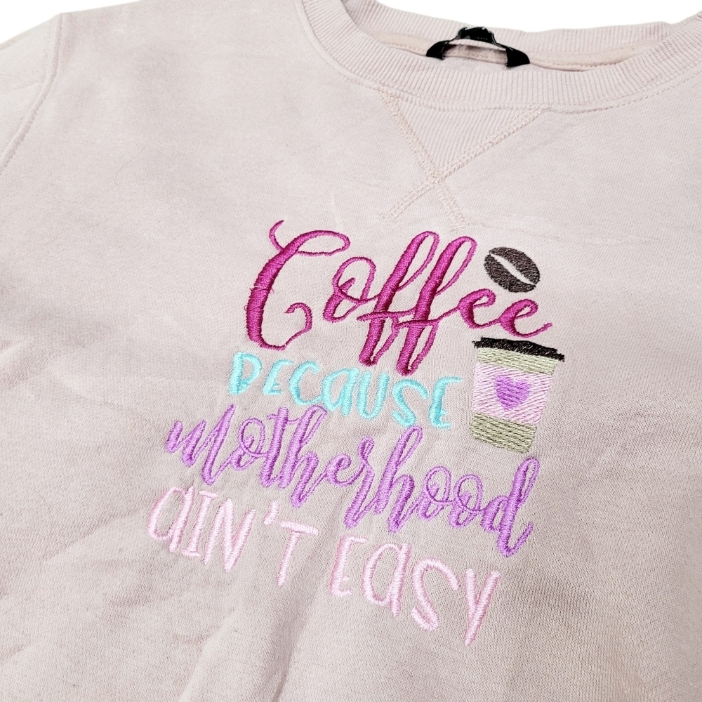 2/$20 George "Coffee" Graphic Pink Crewneck Sweatshirt Top Size: M